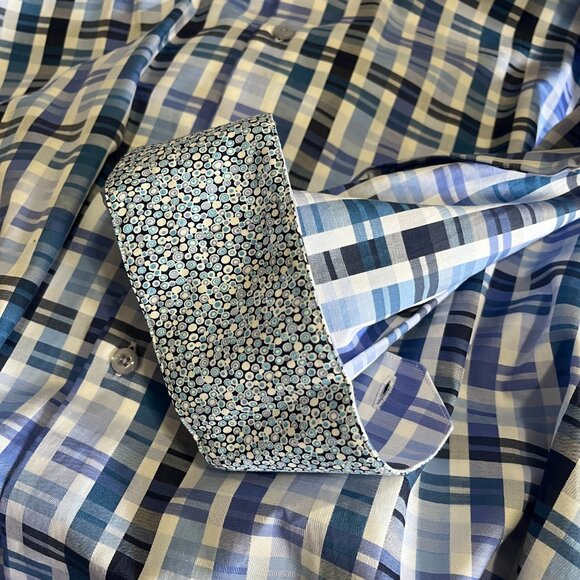 NWT Men's Blue Plaid Button-Down Shirt, XL - Picture 5 of 6